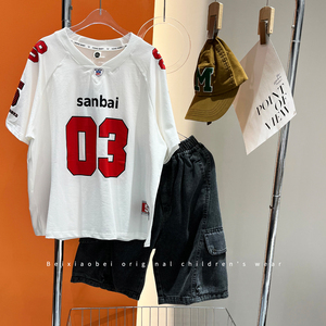 <span class=keywords><strong>T</strong></span>-<span class=keywords><strong>shirt</strong></span> a maniche corte in cotone stile coreano 2026 per ragazzi, top bianchi freschi, età 8+, abbigliamento casual per bambini - Product Image 3