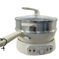 Cuisinière électrique multifonction légère de 2000 W, wok de 4 L avec cuiseur vapeur amovible antiadhésif pour usage domestique et en camping-car, commande numérique