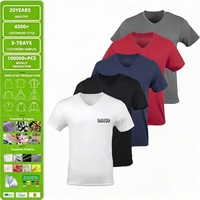 T-shirt sport uni à col en V, confortable, décontracté, respirant, personnalisable avec logo, en coton, pour homme, unisexe, vente en gros