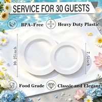 60 assiettes en plastique jetables blanches très résistantes pour 30 invités, comprenant 30 assiettes de 10,25 pouces et 30 assiettes de 7,5 pouces pour fête d'anniversaire/mariage