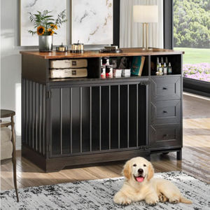 Gabbia per Cani da 121 cm con Cassetti Portaoggetti, Robusta Gabbia in Legno per Interni, Tavolino Gabbia per Cani di Taglia Grande - Product Image 6