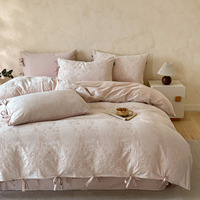 Nouvel ensemble de literie jacquard en lin écologique brossé toutes saisons, style frais et luxueux, draps doux, housse de couette pour la maison