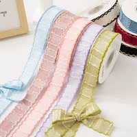 Ruban en coton crocheté éco-responsable couleur macaron, durable, avec nœud élastique gaufré, magnifiques accessoires pour cheveux, Pâques Csfy