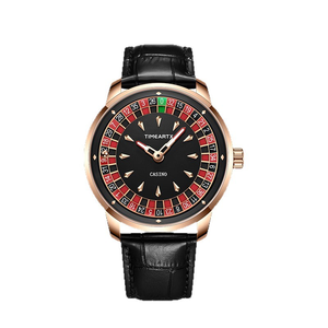 Montre pour homme de <span class=keywords><strong>casino</strong></span> à roulette, vente en gros personnalisée transfrontalière, très vendue : bracelet en cuir brillant, étanche, montre-bracelet à quartz tendance - Product Image 1