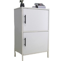Armoire de rangement de style moderne facile à assembler Salon Acier 2 portes Table de chevet Table Ensemble de meubles de maison