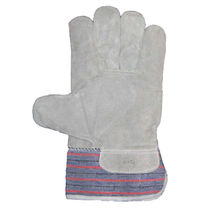 Cuero de vaca pegado puño medio forrado logotipo personalizado 10,5 pulgadas antideslizante construcción combinación seguridad trabajo guantes - Product Image 2