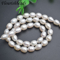 Perle d'eau douce blanche naturelle de bonne qualité 6x8mm 8x10mm perles en vrac en forme de riz pour bijoux collier bracelet fabrication de cadeaux de fête
