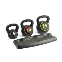 Kettlebell Gym Premium Berlapis Karet dengan Logo Custom, Latihan Kekuatan 6kg 8Kg 16Kg 32Kg untuk Kebugaran