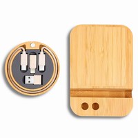 Chargeur sans fil à charge rapide 6-en-1 Kit d'adaptateur multi-USB Adaptateur de type C Boîte de rangement en bambou pour téléphone Electronique grand public