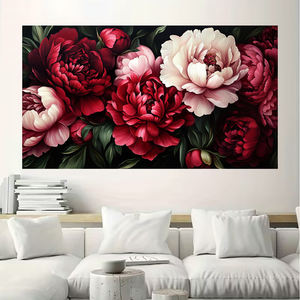 Grande Stampa su Tela di Peonie Rosso-Rosa, Decorazione Murale, <span class=keywords><strong>Poster</strong></span> Floreale in Alta Definizione per Soggiorno, <span class=keywords><strong>Camera</strong></span> da Letto, Sala da Pranzo - Product Image 6