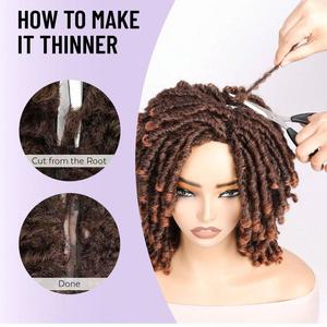 Perruque tressée au crochet complète, synthétique naturelle, style dreadlocks africaines bouclées, <span class=keywords><strong>coupe</strong></span> <span class=keywords><strong>courte</strong></span> bob torsadée, respirante, pour usage quotidien et cosplay - Product Image 3