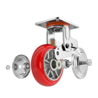 Roulette industrielle en fonte de 5 6 8 pouces avec pivot en PU rouge et porte à ressort-pour roue à ressort