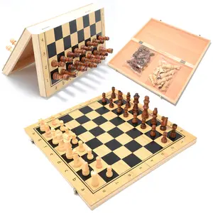 Bộ cờ vua có thể gập lại cờ vua quốc gia du lịch từ tính nhẹ và dễ mang theo quà tặng cho người học Cờ Vua (bằng gỗ)