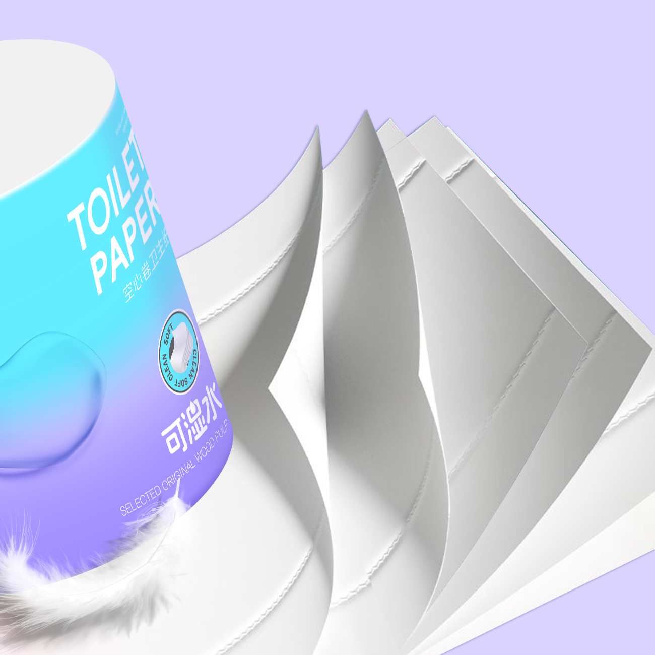 Biodegradable Virgin Bamboo Pulp Hollow Core Toilet Tissue Soft Gentle Home Toilet Paper Rolls