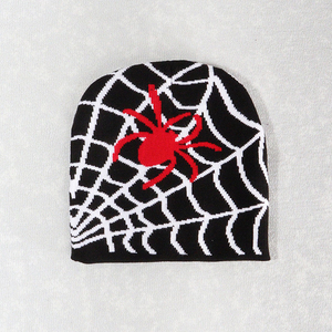 Bonnet unisexe en tricot jacquard toile d'araignée pour Halloween, chaud pour l'hiver, style Y2K, casquette de <span class=keywords><strong>skate</strong></span> en tricot - Product Image 2