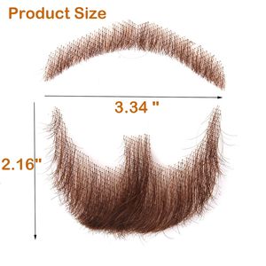 Barba Finta Realistica 100% Capelli Umani Annodati a Mano con Calotta Invisibile in Pizzo, <span class=keywords><strong>Baffi</strong></span> e Barba a Barbaia per Uomini, per Feste di Halloween - Product Image 4