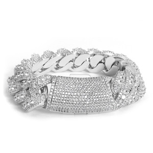 Premium B2B Wholesale 22mm VVS Moissanite Bubble Cuban <b>Bracelets</b> S925 Silver 18K <b>Gold</b> PVD Iced Hip Hop Jewelry OEM - Product Image 1