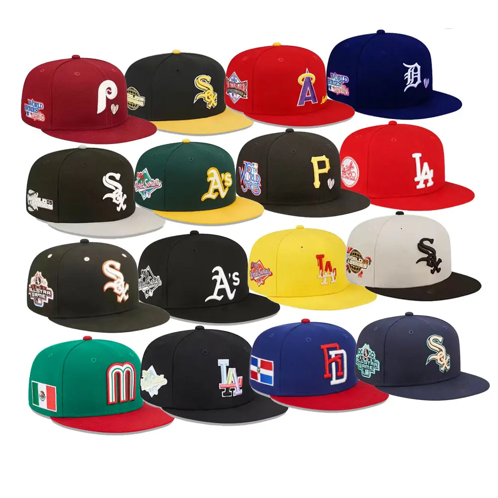 Factory price new fashion 6 panel flat brim 3D embroidery baseball snapback cap for man custom gorra logo hats fitted hat caps