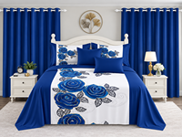 Vente en gros usine : Ensemble de literie 8 pièces pour lit Queen/King, motifs variés, draps de lit avec 2 rideaux et 4 taies d'oreiller