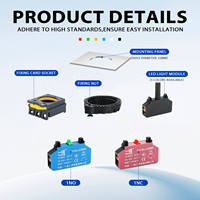 LA38MK-BN/FH 22MM Botón Pulsador Plano de Plástico con Conexión Rápida, Símbolo DIY sin Flecha LED, Redondo 1NO1NC 10A para Control de Equipos