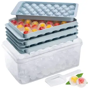 Plastic reusable sphere ice ball maker mold ice mold ice tray with lid with Container For Whiskey Tea Coffee