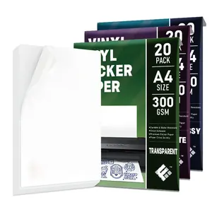 Folha de papel adesivo transparente para impressora jato de tinta, etiqueta fosca A4 transparente, folha de papel brilhante personalizada Fanyi, venda imperdível