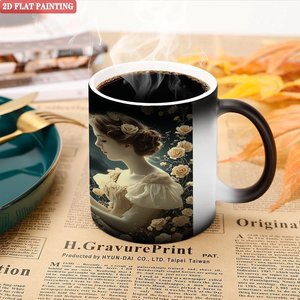 Retro Classic Frosted Black <b>Ceramic</b> Mug 11oz Heat Sensitive Daily Home Drinking <b>Cup</b> - Product Image 5