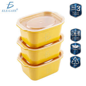 Recipientes para Almacenamiento de Alimentos Ele-Gate, 350 ml, PP5, Aptos para Microondas, Aptos para Lavavajillas, Aptos para Refrigerador, Paquete de 3 - Product Image 1