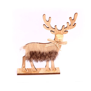 Adorno Navideño de Ciervo de Madera, Ensamblaje de Madera, Decoración de Ciervo Navideño de Peluche, Estilo Madera Original - Product Image 5