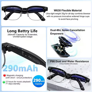 Lunettes intelligentes avec caméra 800W Pixel, reconnaissance photo, appel et <span class=keywords><strong>traduction</strong></span> vocale, alimentées par l'IA - Product Image 3