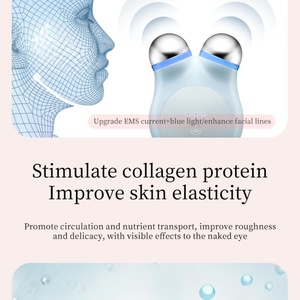 Lifting facial portable à micro-courant avec massage par vibration pour traitement de lifting du visage, disponible en rose et bleu - Product Image 4