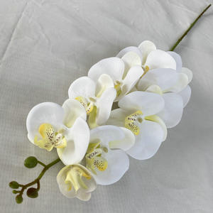Fleur artificielle de <span class=keywords><strong>d</strong></span>écoration de mariage en gros, orchidée réaliste blanche, impression 3D, toucher réel, latex, 9 têtes <span class=keywords><strong>d</strong></span>'orchidée - Product Image 4