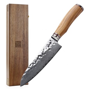 <span class=keywords><strong>Couteau</strong></span> <span class=keywords><strong>de</strong></span> <span class=keywords><strong>Chef</strong></span> en acier véritable damas avec motif martelé et <span class=keywords><strong>couteau</strong></span> <span class=keywords><strong>de</strong></span> cuisine <span class=keywords><strong>Santoku</strong></span> en bois d'olive - Product Image 1