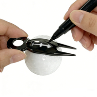 Outil de golf 2-en-1 Efunist : Repiqueur de divots en alliage de zinc avec marqueur de ligne de balle, léger, portable, durable, argent/noir, 8,6 cm