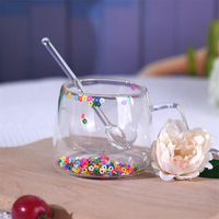 Gobelet en verre double haute qualité réutilisable en borosilicate avec fleurs séchées