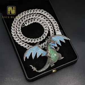 Fire Dragon Fashion China Jewelry Wholesale Gold Plated CZ Jewelry Hip Hop Rock Iced Out Gifts For Men Cool Girls Hipsters