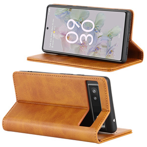 Coque de téléphone en cuir de veau couleur unie avec support magnétique robuste pour Google Pixel 10 9 8A 7A – Vente directe usine - Product Image 6