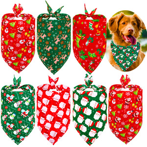 Grenz überschreitende neue Dreieck Handtuch Weihnachten Polyester Print Umwelt freundliche Katze Hund Universal Schneemann Santa Elk <span class=keywords><strong>Pet</strong></span> Holiday Supplies - Product Image 1