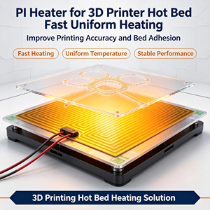 Plaque chauffante flexible en polyimide (PI) 12V 24V pour le contrôle de la température de la plateau d'impression d'imprimante 3D - Product Image 1