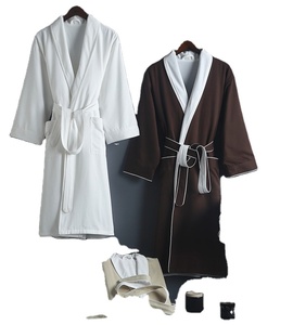 Badjas van luxe, dubbel gelaagde, geregenereerde perzikvezel met custom logo, V-hals, lange mouwen, trekkoord, zacht, snel drogend, geschikt voor de zomer - Product Image 1