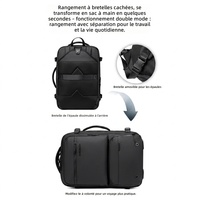 Sac à Dos Arctic Hunter Compression Sous Vide en Polyester Convertible Bretelles Escamotables Antivol 15.6 Pouces