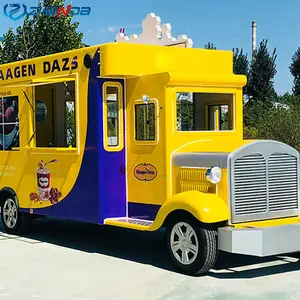 Thomas-Style Yellow Mobile Electric Kitchen Food cart Leisure Fast Food Equipment Ice Cream Snack Food Trailer Truck Snack trail