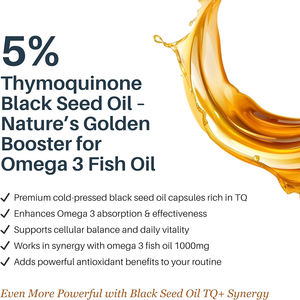 Cápsulas de gel suave de alta calidad prensadas en frío con Omega TQ y aceite de semilla negra que favorecen el equilibrio celular y mejoran la circulación. - Product Image 2