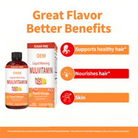 Multivitamine liquide sans sucre OEM - Mélange de nutriments essentiels pêche-mangue, 6 vitamines B + biotine pour le bien-être et la vitalité 450 ml