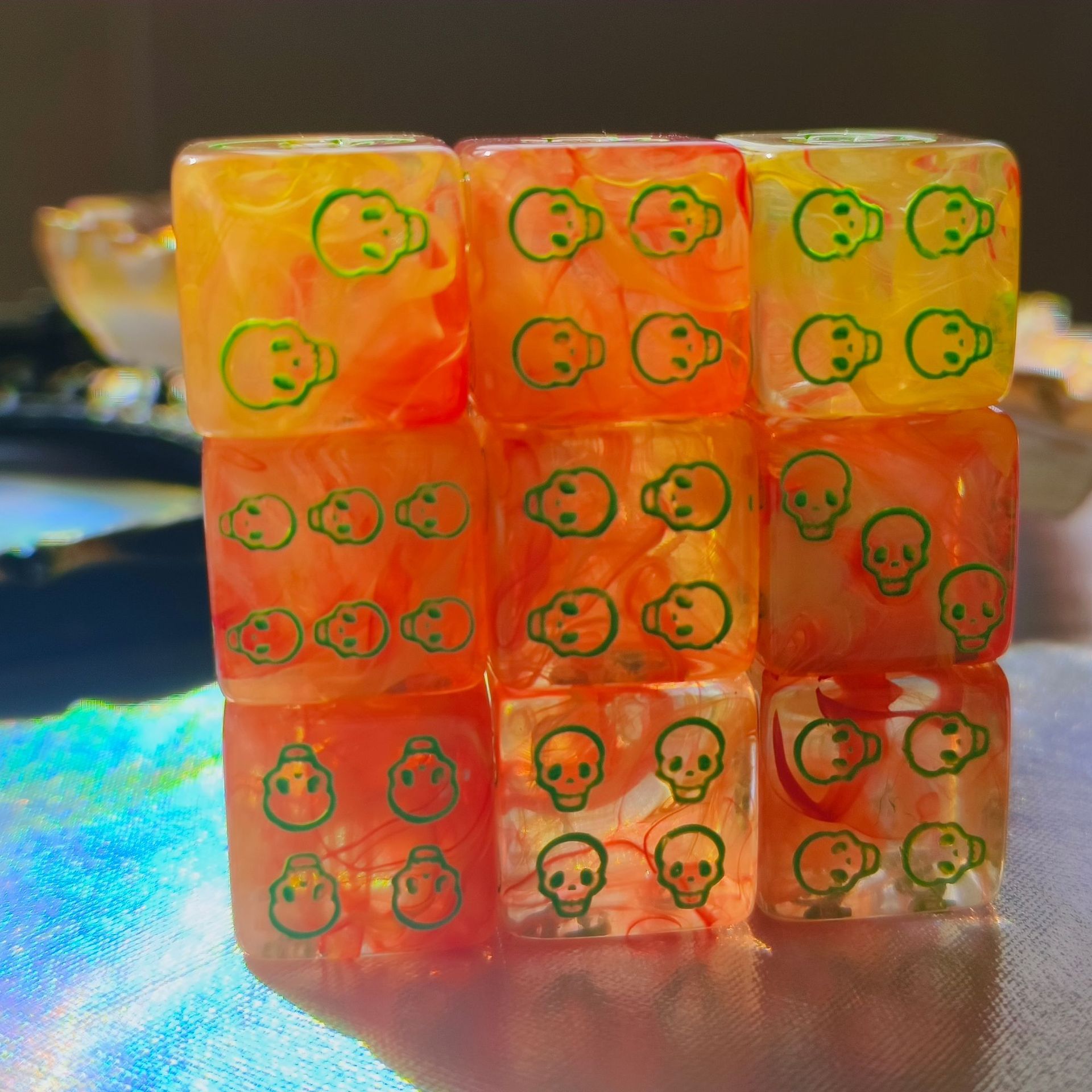 ชุด10จุดแปรงน้ำมันสีแดงสีเหลืองและสีเขียว