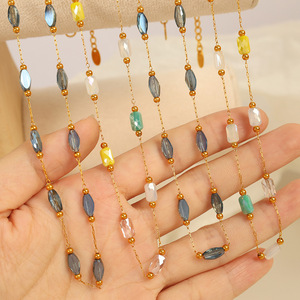 Conjunto de Collar de Moda con Cuentas, Cadena Ovalada de Cristal y Diamantes de Imitación, Joyería de Fiesta para Mujer, Accesorio de Aleación de Zinc - Product Image 1