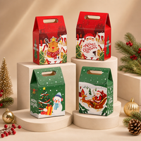 Caja de Regalo Navideña Estética de Tendencia 2026, Empaque de Dulces de Cartón Sostenible, Caja Portátil con Asa, Impresión Personalizada, Venta al Por Mayor