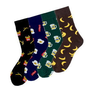 <span class=keywords><strong>Calcetines</strong></span> de Jacquard con estampado de fruta para hombre, medias de diario con dibujos animados de cerveza, patatas fritas, plátano, azul oscuro, marrón y verde - Product Image 3