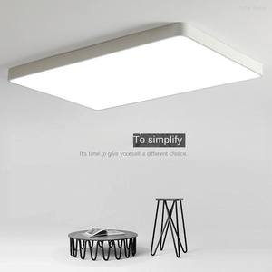 Plafonnier LED rectangulaire moderne simple noir et blanc avec télécommande et couvercle en acrylique pour chambre à coucher salon - Product Image 2