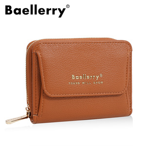 Baellerry Women's Coin Purse Zipper <b>Wallet</b> Card <b>Holder</b> 4 Inch Red Solid Color Everyday Use - Product Image 5